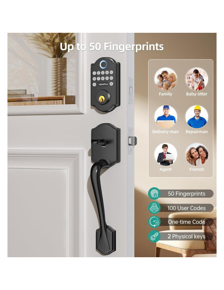 Cerradura Inteligente WiFi HEANTLE A2-BBFHST-HNT con Huella Dactilar