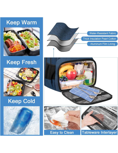 Mochila MATEIN 17" para Laptop y Almuerzo Aislado Azul