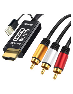 YOTETION Convertidor AV a HDMI 3FT 1080P para PS2 PS3 Xbox