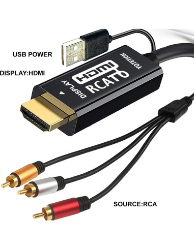 YOTETION Convertidor AV a HDMI 3FT 1080P para PS2 PS3 Xbox