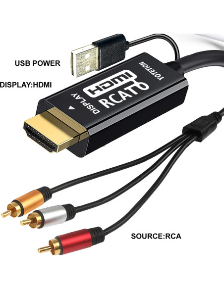 YOTETION Convertidor AV a HDMI 3FT 1080P para PS2 PS3 Xbox