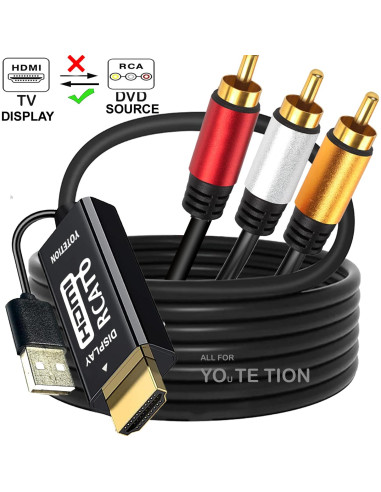 YOTETION Convertidor AV a HDMI 3FT 1080P para PS2 PS3 Xbox