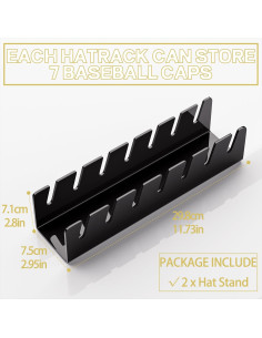 Soporte para Sombreros ACTBIO 2 Pcs Acrílico Negro 14 Gorras 2