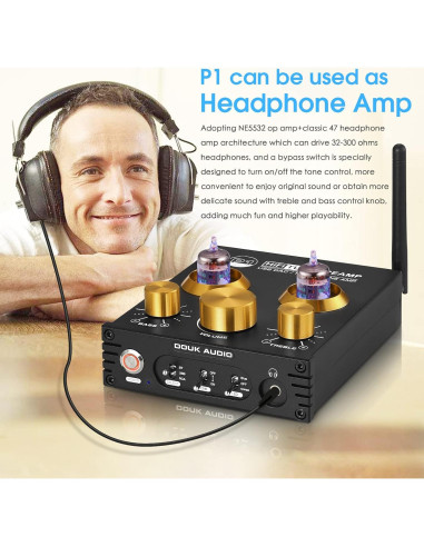 Douk Audio P1 Previo de Válvula Bluetooth Hi-Fi con DAC USB