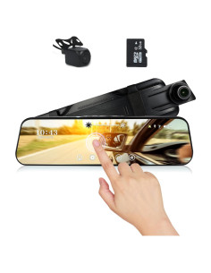 DVR Espejo Retrovisor 10'' XSQHFAN con Doble Cámara Full HD