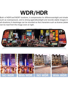 DVR Espejo Retrovisor 10'' XSQHFAN con Doble Cámara Full HD 2