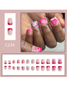 Uñas Postizas Cortas WW San Valentín 24 Piezas Labios Corazón 2