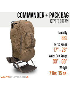 Mochila de Caza ALPS OutdoorZ Comandante 86L Marrón Coyote 2