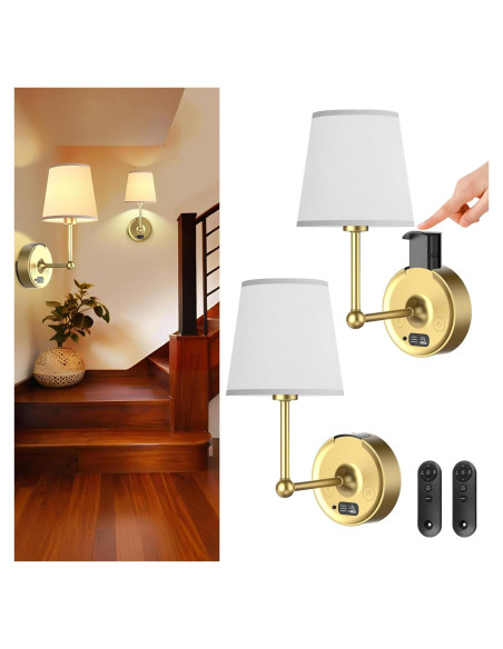 Juego de Apliques de Pared Inalámbricos Querusy 2 Unidades 8000mAh