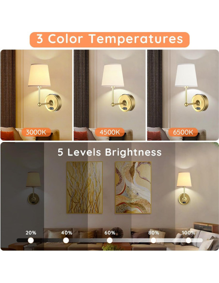 Juego de Apliques de Pared Inalámbricos Querusy 2 Unidades 8000mAh