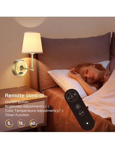 Juego de Apliques de Pared Inalámbricos Querusy 2 Unidades 8000mAh