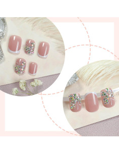 Uñas Postizas Cortas Cuadradas RTKHFZE 24 Pcs Diseño Mariposas 2