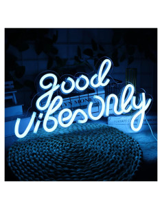 Luz de Neón JFLLamp Buenas Vibras 25.4x42 cm Azul LED