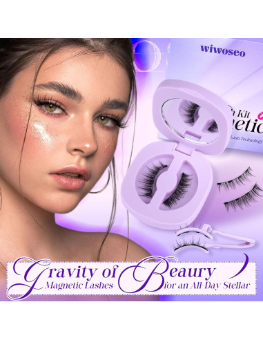 Pestañas Magnéticas Wiwoseo con Aplicador - Naturales y Reutilizables