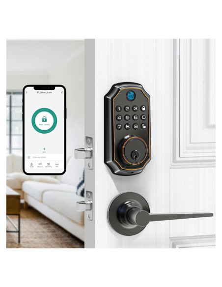 Cerradura Inteligente LOCK&SOLVER con Teclado y Manija de Bronce
