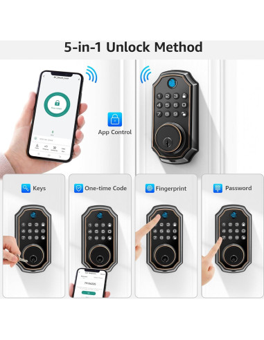 Cerradura Inteligente LOCK&SOLVER con Teclado y Manija de Bronce