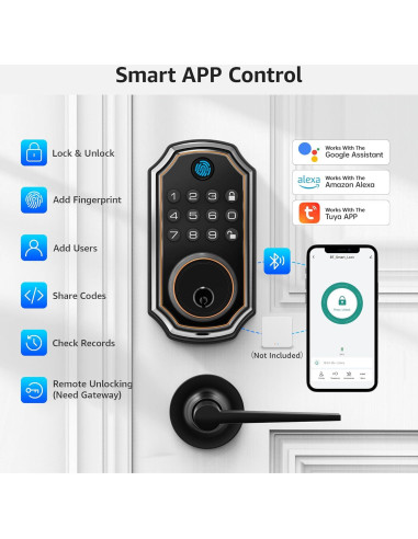 Cerradura Inteligente LOCK&SOLVER con Teclado y Manija de Bronce