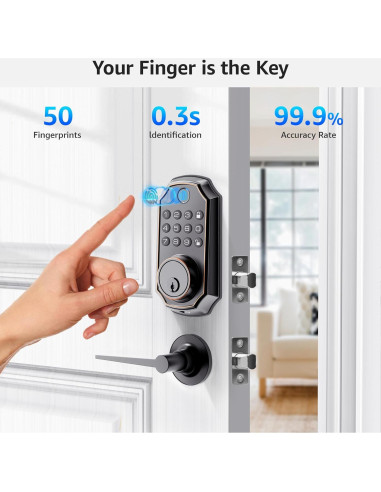 Cerradura Inteligente LOCK&SOLVER con Teclado y Manija de Bronce