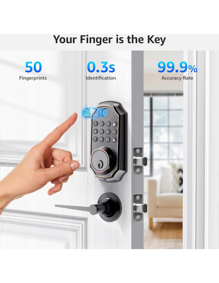 Cerradura Inteligente LOCK&SOLVER con Teclado y Manija de Bronce