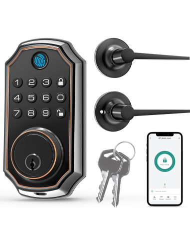 Cerradura Inteligente LOCK&SOLVER con Teclado y Manija de Bronce