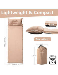 Almohadilla de Dormir Autoinflable BISINNA 191.8x64.8cm Espuma 2