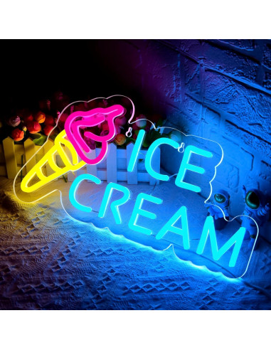 Letrero de Neón LED Helado Attneon 40.9x21.1 cm Decoración