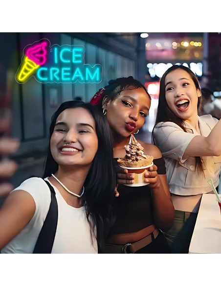 Letrero de Neón LED Helado Attneon 40.9x21.1 cm Decoración Letrero de Neón LED Helado Attneon 40.9x21.1 cm Decoración
