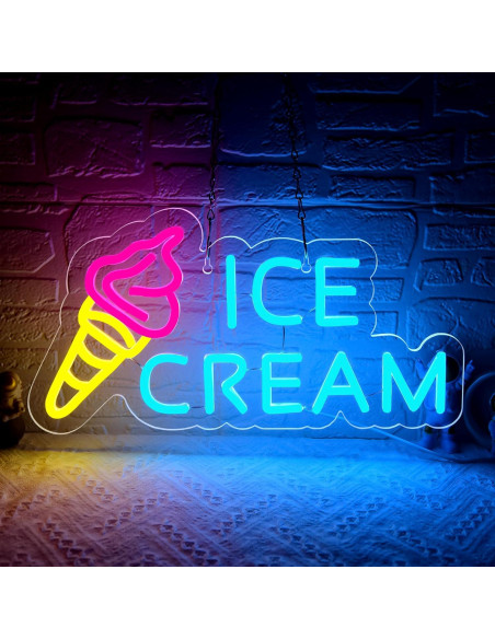 Letrero de Neón LED Helado Attneon 40.9x21.1 cm Decoración Letrero de Neón LED Helado Attneon 40.9x21.1 cm Decoración