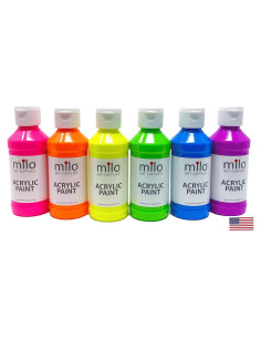 Juego de Pintura Acrílica Fluorescente Milo 6 Colores 4 oz