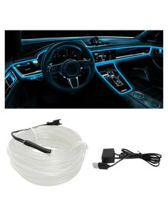 Tiras de luces LED para interiores de automóviles KHGUZ 5m USB Azul