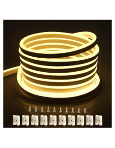 Luz de Neón LED Aclorol 5m Blanco Cálido IP67 Flexible 600 LEDs