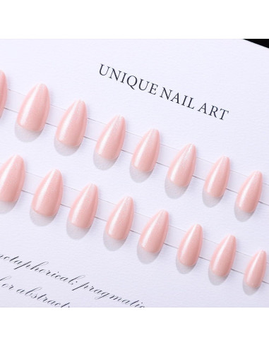 Uñas Postizas Cortas Almendra Rosadas CTTHNBD 24 Pcs