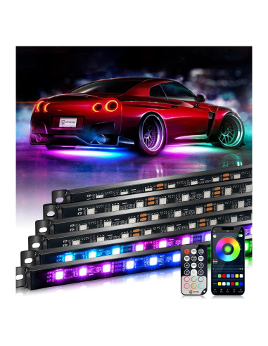 Barra de luz LED RGB Xprite UGL-62711-G2, aluminio, 6Pcs