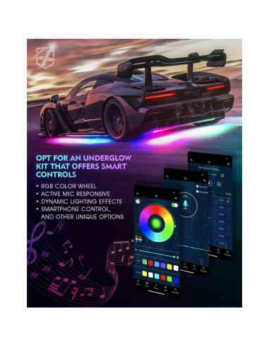 Barra de luz LED RGB Xprite UGL-62711-G2, aluminio, 6Pcs