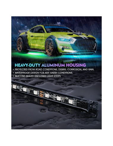 Barra de luz LED RGB Xprite UGL-62711-G2, aluminio, 6Pcs