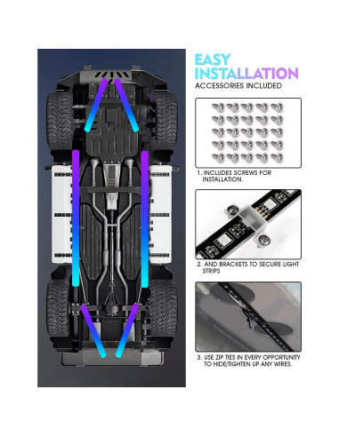 Barra de luz LED RGB Xprite UGL-62711-G2, aluminio, 6Pcs