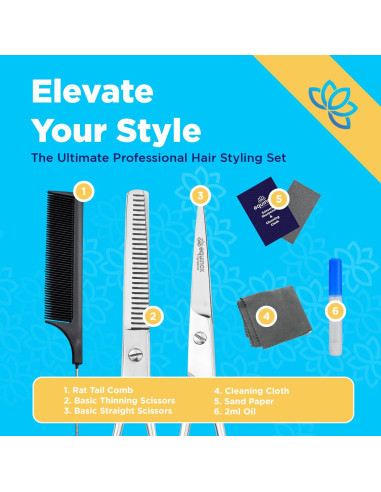 Juego de Tijeras de Corte de Cabello Equinox 6.5" Profesional