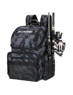 Mochila de Pesca PLUSINNO 45L con Nevera y Soportes para Cañas