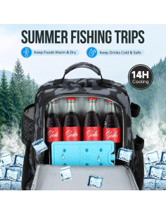 Mochila de Pesca PLUSINNO 45L con Nevera y Soportes para Cañas 2