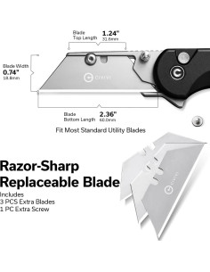 Cuchillo Utility Plegable CIVIVI Elementum Negro con 3 Cuchillas 2