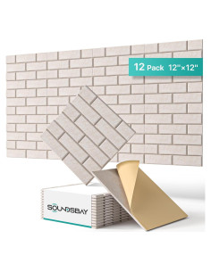 Paneles Acústicos Autoadhesivos Soundsbay Ladrillo Beige 12 Pzas