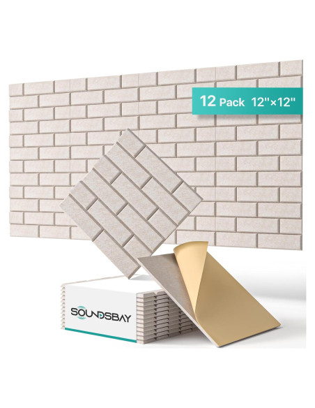 Paneles Acústicos Autoadhesivos Soundsbay Ladrillo Beige 12 Pzas