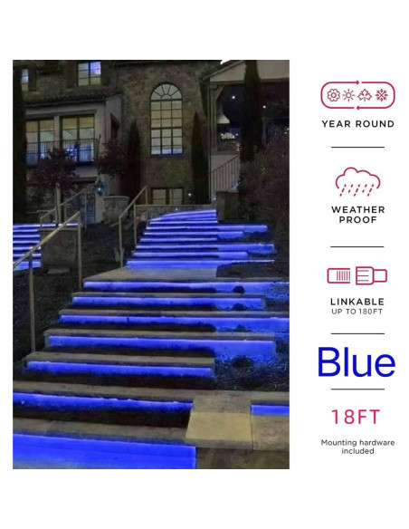 Tira de Luz Neón LED LAMPHOME 5.49M Azul Impermeable 120 LEDs