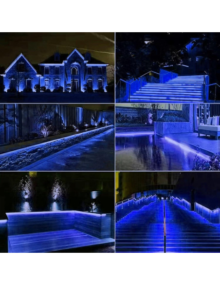 Tira de Luz Neón LED LAMPHOME 5.49M Azul Impermeable 120 LEDs
