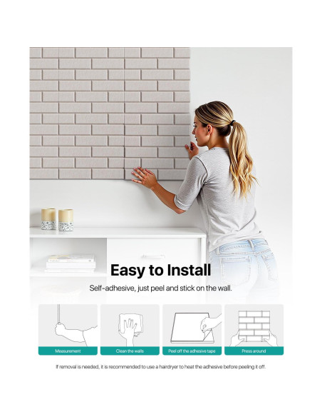 Paneles Acústicos Autoadhesivos Soundsbay Ladrillo Beige 12 Pzas