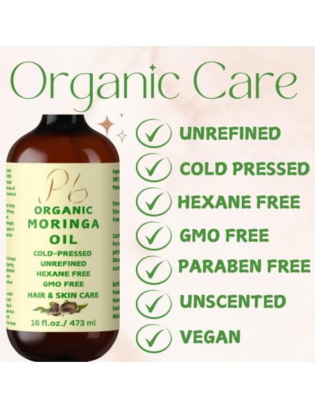 Aceite de Moringa Orgánico 473 ml Pomberries - Hidratante Piel y Cabello