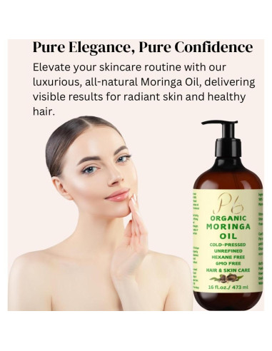 Aceite de Moringa Orgánico 473 ml Pomberries - Hidratante Piel y Cabello