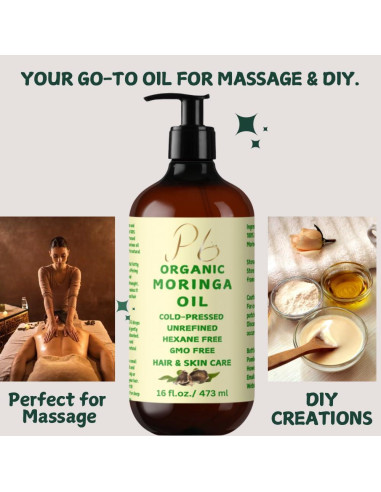 Aceite de Moringa Orgánico 473 ml Pomberries - Hidratante Piel y Cabello