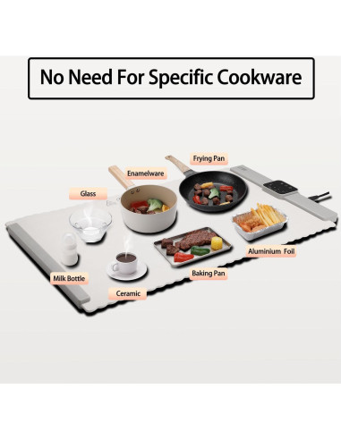Bandeja Calentadora Eléctrica BTUP 66x39cm 5 Temperaturas Crema
