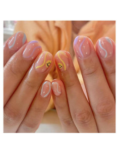 24 Uñas Postizas Francesas Teilihai Ovaladas Coloridas